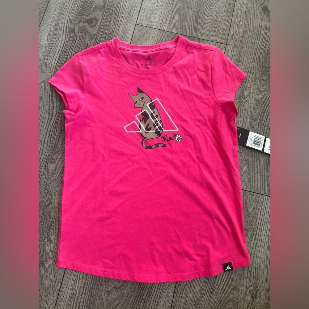 Adidas Pink Cat Graphic T-Shirt
